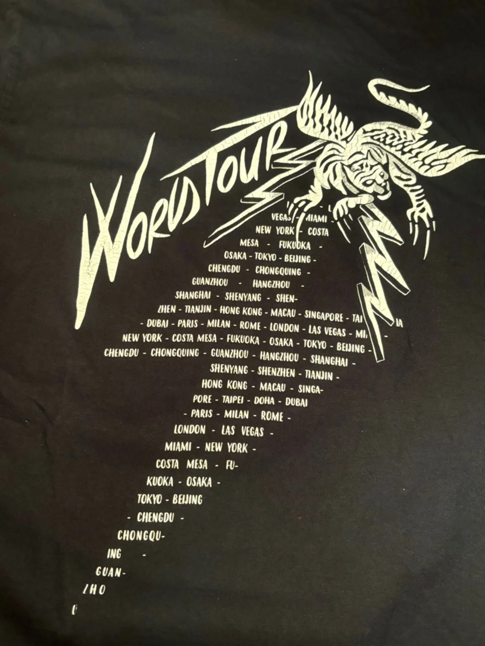 Givenchy Black Tee with White 'World Tour' Graphic